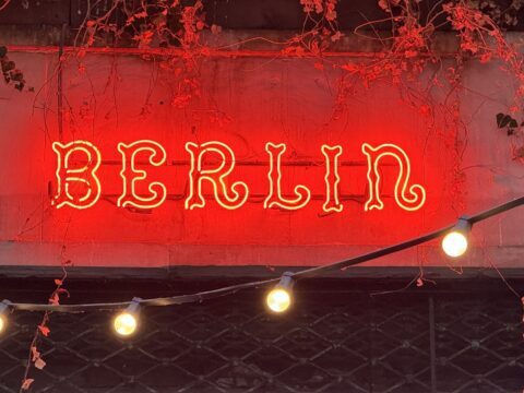 IMG_0863 A picture of the neon Berlin sign on a building in Warsaw, Poland